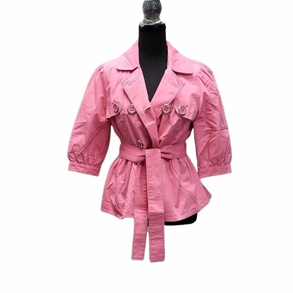 INC Pink Double Breasted Pink Belted Jacket - Picture 2 of 13